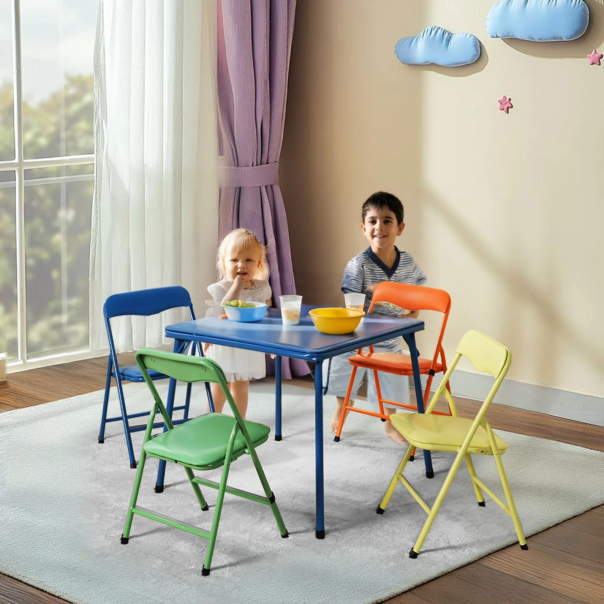 Homy Casa Kids 5-Piece Folding Table and Chair Set