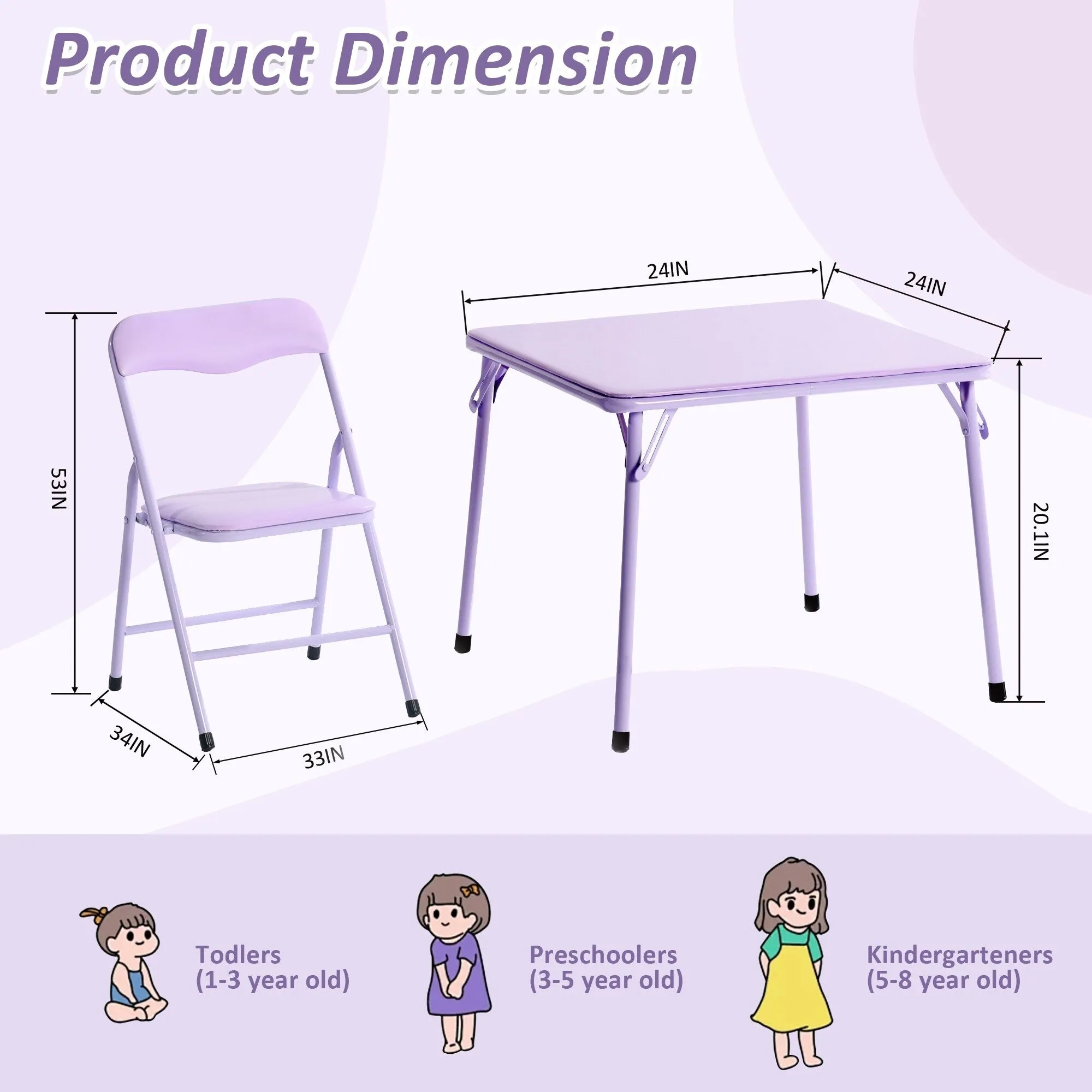 Homy Casa Kids 5-Piece Folding Table and Chair Set