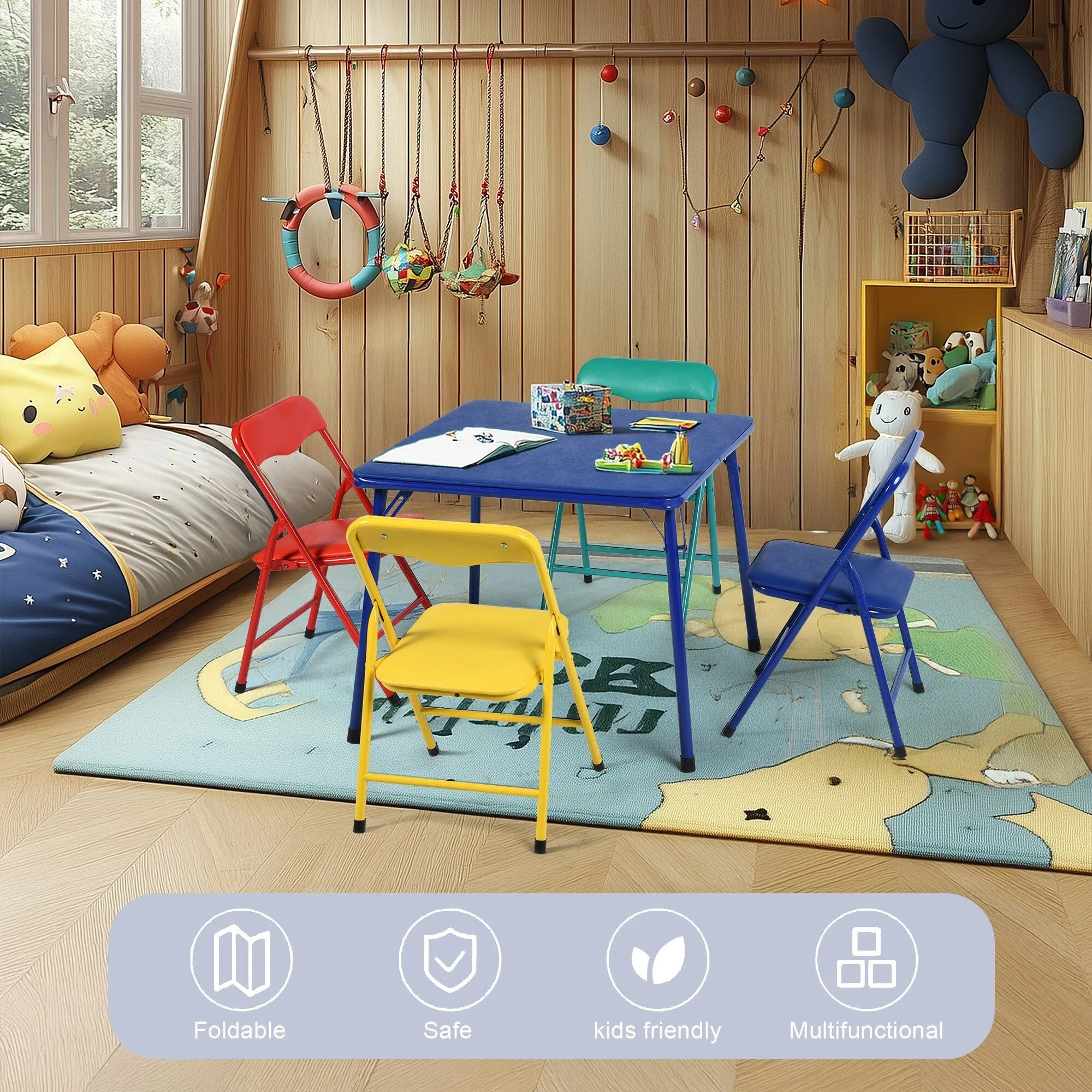 Homy Casa Kids 5-Piece Folding Table and Chair Set
