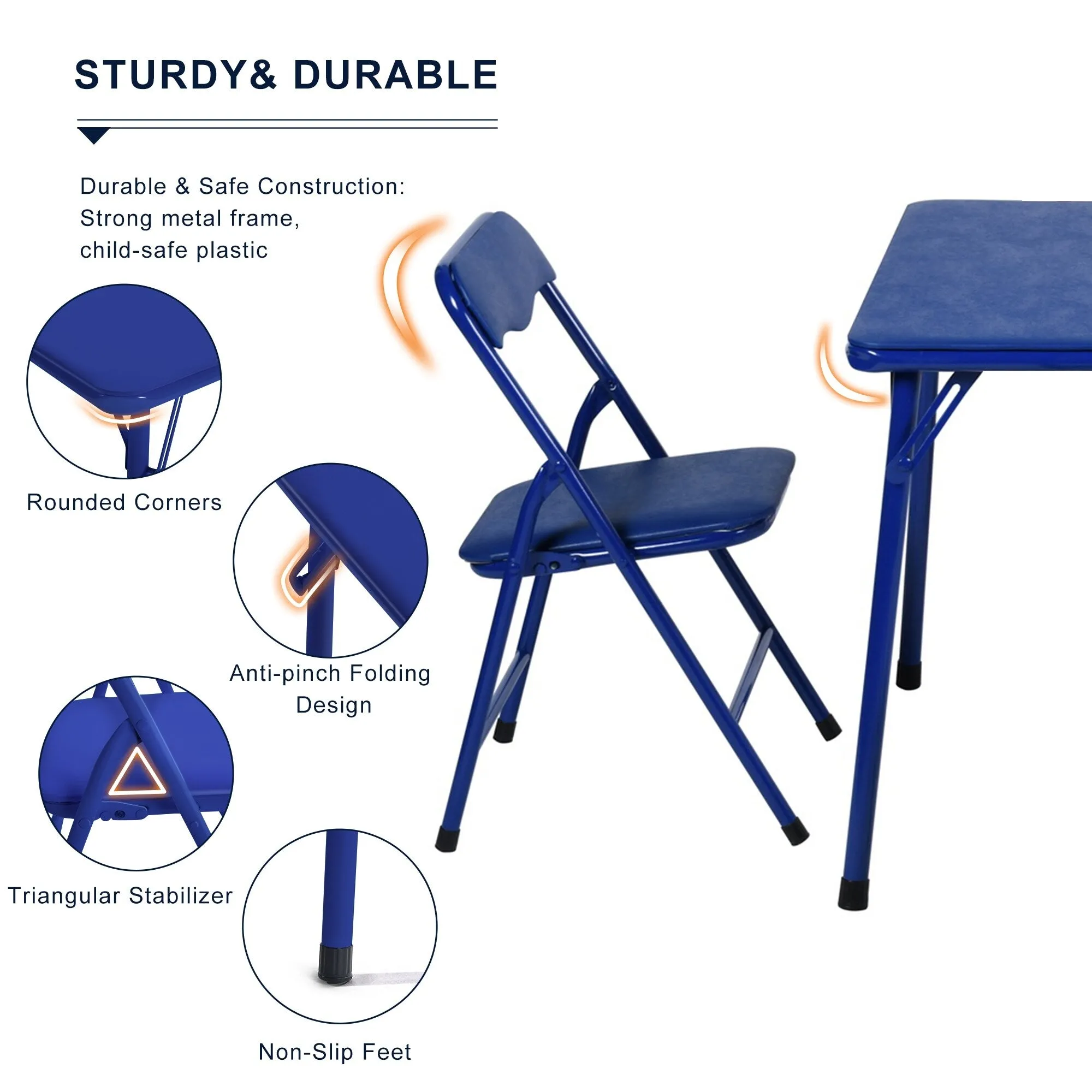 Homy Casa Kids 5-Piece Folding Table and Chair Set