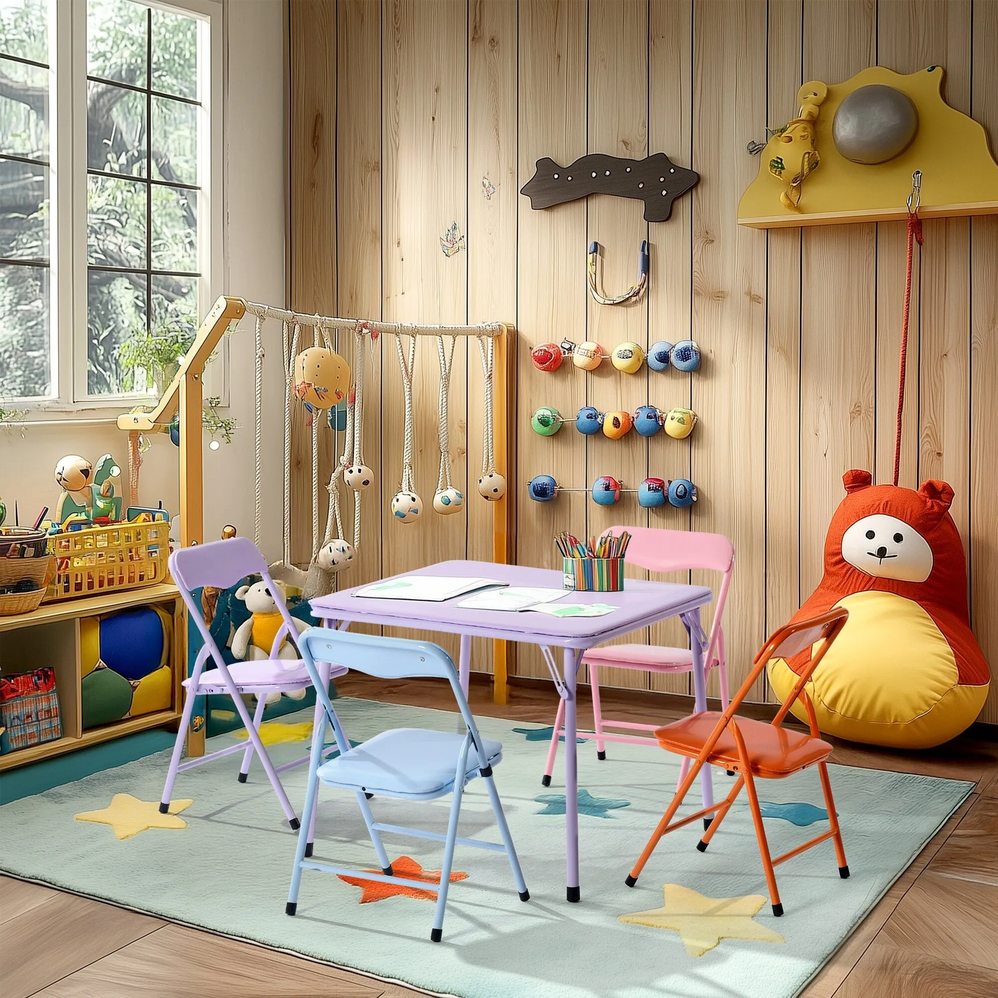 Homy Casa Kids 5-Piece Folding Table and Chair Set
