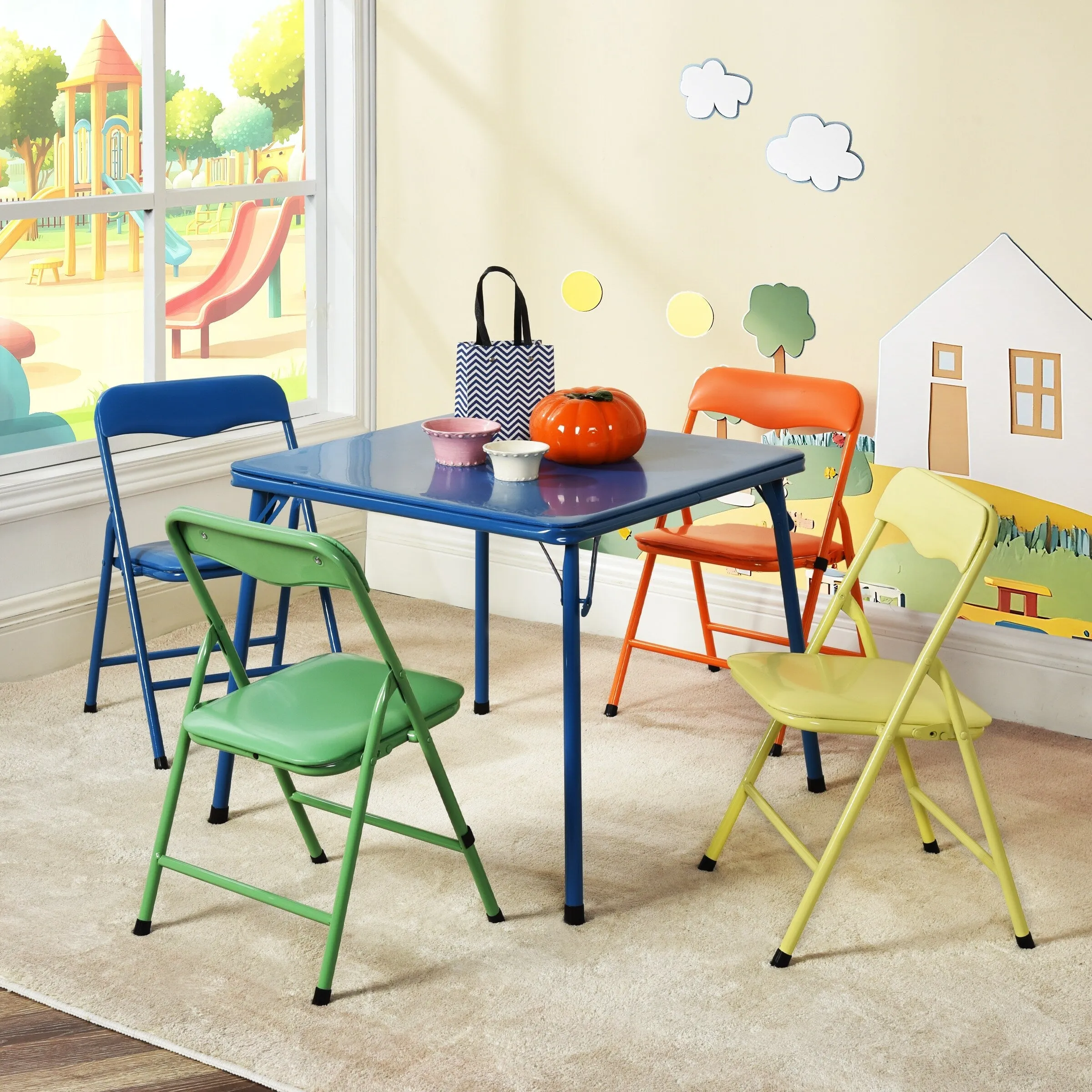Homy Casa Kids 5-Piece Folding Table and Chair Set