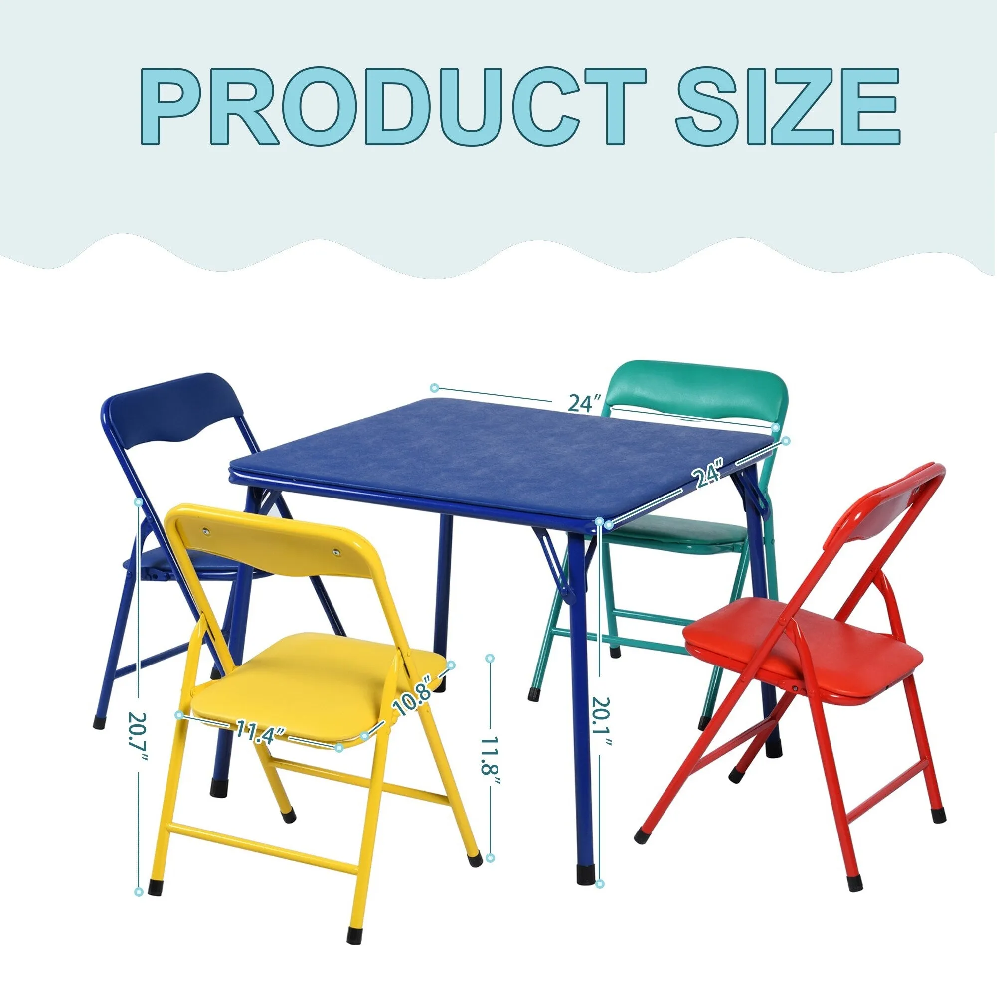Homy Casa Kids 5-Piece Folding Table and Chair Set