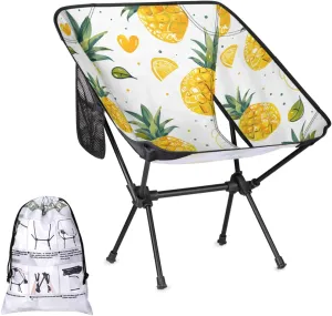 Honeybaby Folding Camping Chair Cute Pineapples Prints Camping Chairs Lightweight Portable Chair Outdoor Foldable Chairs for Camping Travel Picnic Beach Hiking