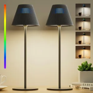 HONEYWELL 2Pack Cordless Table Lamp Rechargeable - M1 Sunturalux Portable LED Desk Lamp 5200mAh Battery Operated 4Color 9RGB Dimmable Bedside Lamps for Home Living Bedroom Restaurant Night Light
