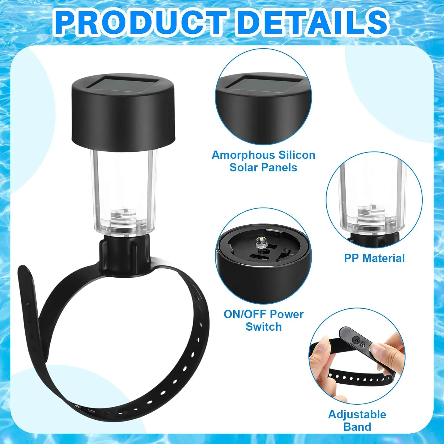 Honoson 24 Pcs Solar Pool Side Lights for Above Ground Pools with 1 Hanging Storage Bag Outdoor Swimming Pool Fence Decoration Accessories Waterproof LED Warm Light (25 Pcs, Warm Light)