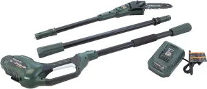 Hooyman Cordless 40 Volt Lithium Pole Saw with In-Line 8in Saw, Auto-Oiler, 40V Battery with Charge Indicator, Ergonomic Grip, and Carry Case for Cutting, Tree Trimming, Hunting, Camping, and Outdoors