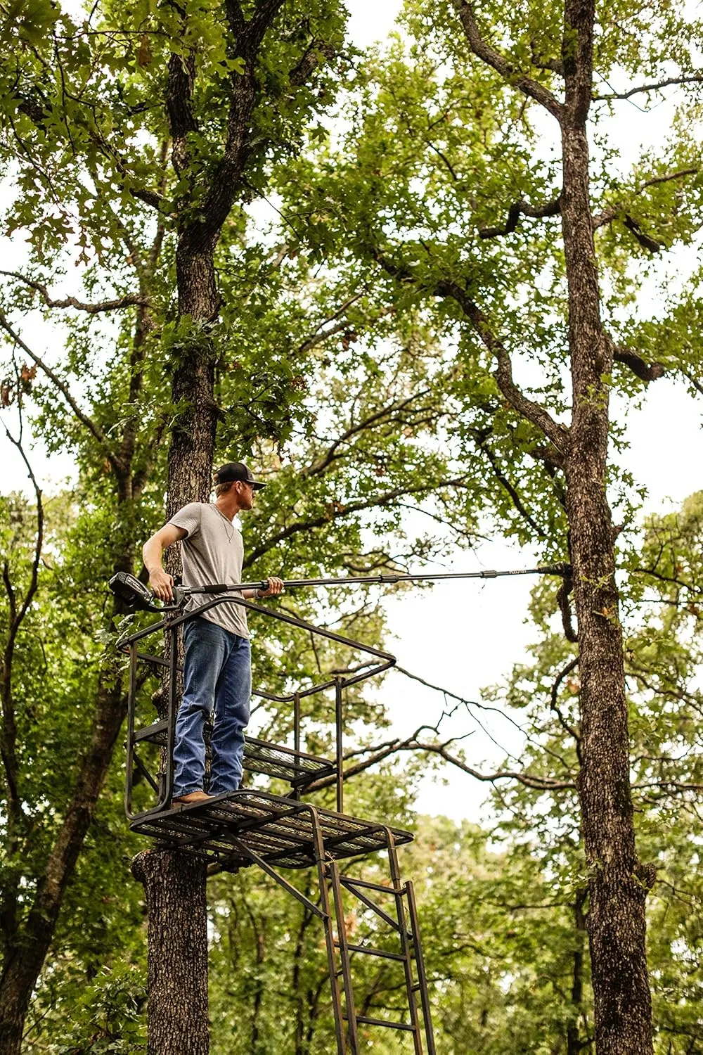 Hooyman Cordless 40 Volt Lithium Pole Saw with In-Line 8in Saw, Auto-Oiler, 40V Battery with Charge Indicator, Ergonomic Grip, and Carry Case for Cutting, Tree Trimming, Hunting, Camping, and Outdoors