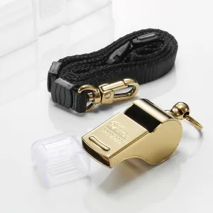 HUTOU Whistle L5523CTJ Brass Golden Whistle with Lanyard, Metal Whistle for Coaches and Police