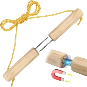 Ice Safety Pick, Strong Magnetic, Stay Together Well - Sturdy Wooden Ice Fishing Safety Kit with Extended 5.25FT Rope & Whistle - Ice Awls Set for Skating Walking on Ice Emergency Gear Dad Men Gifts