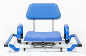 iLIVING ILG-628 Swivel Pivoting Tub-Mounted Shower Chair for Bathtub with Padded Seat, Back and Arms, and Adjustable Mounting Width , Blue