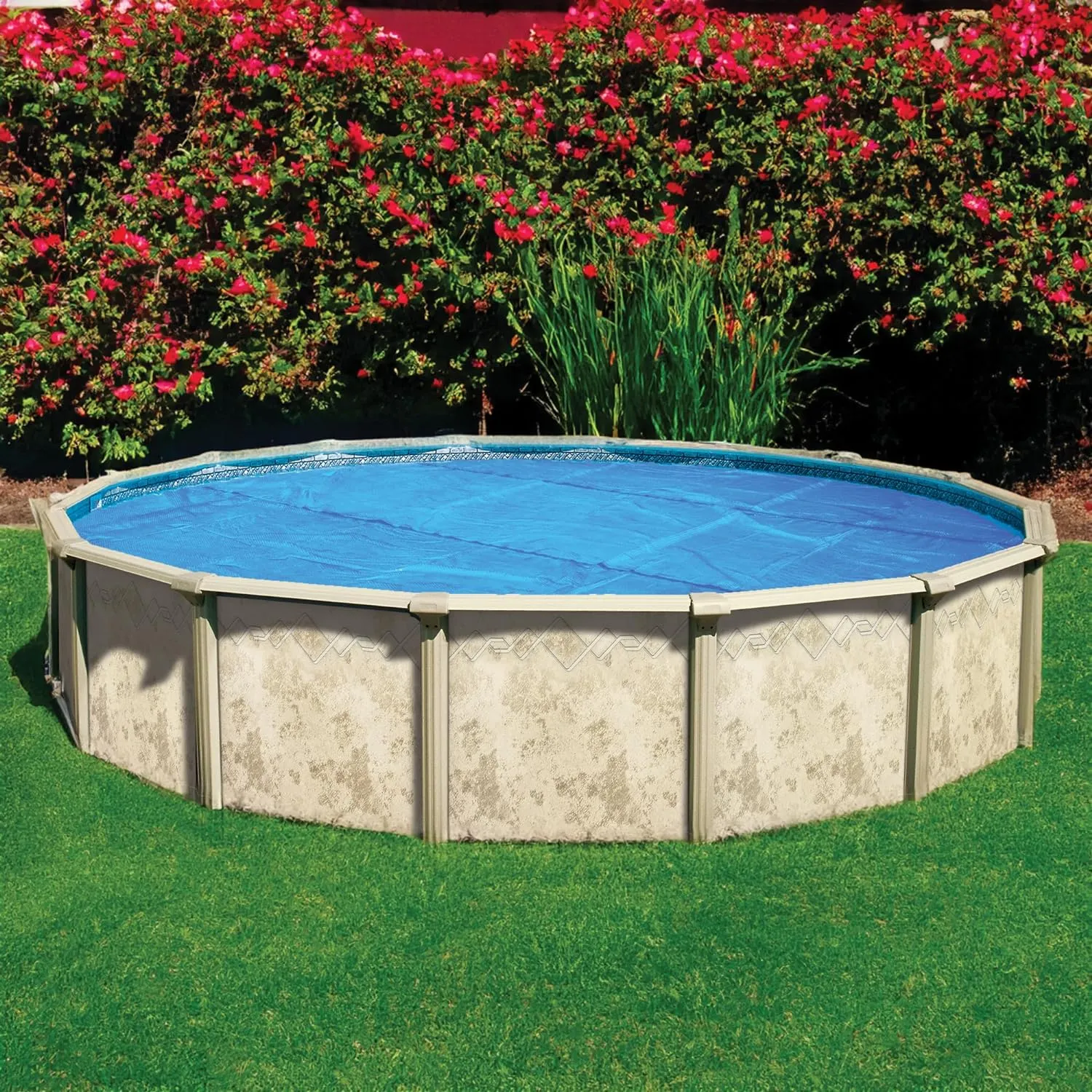 In The Swim 21' Standard Blue Round Solar Pool Cover 8 Mil for Solar Heating Above Ground Pools and Inground Pools