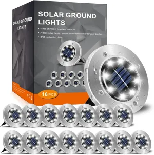 INCX Solar Lights Outdoor Waterproof,16 Pack Solar Lights for Outside, Solar Garden Lights Landscape Lighting for Patio Pathway Lawn Yard Deck Driveway Walkway, Cold White