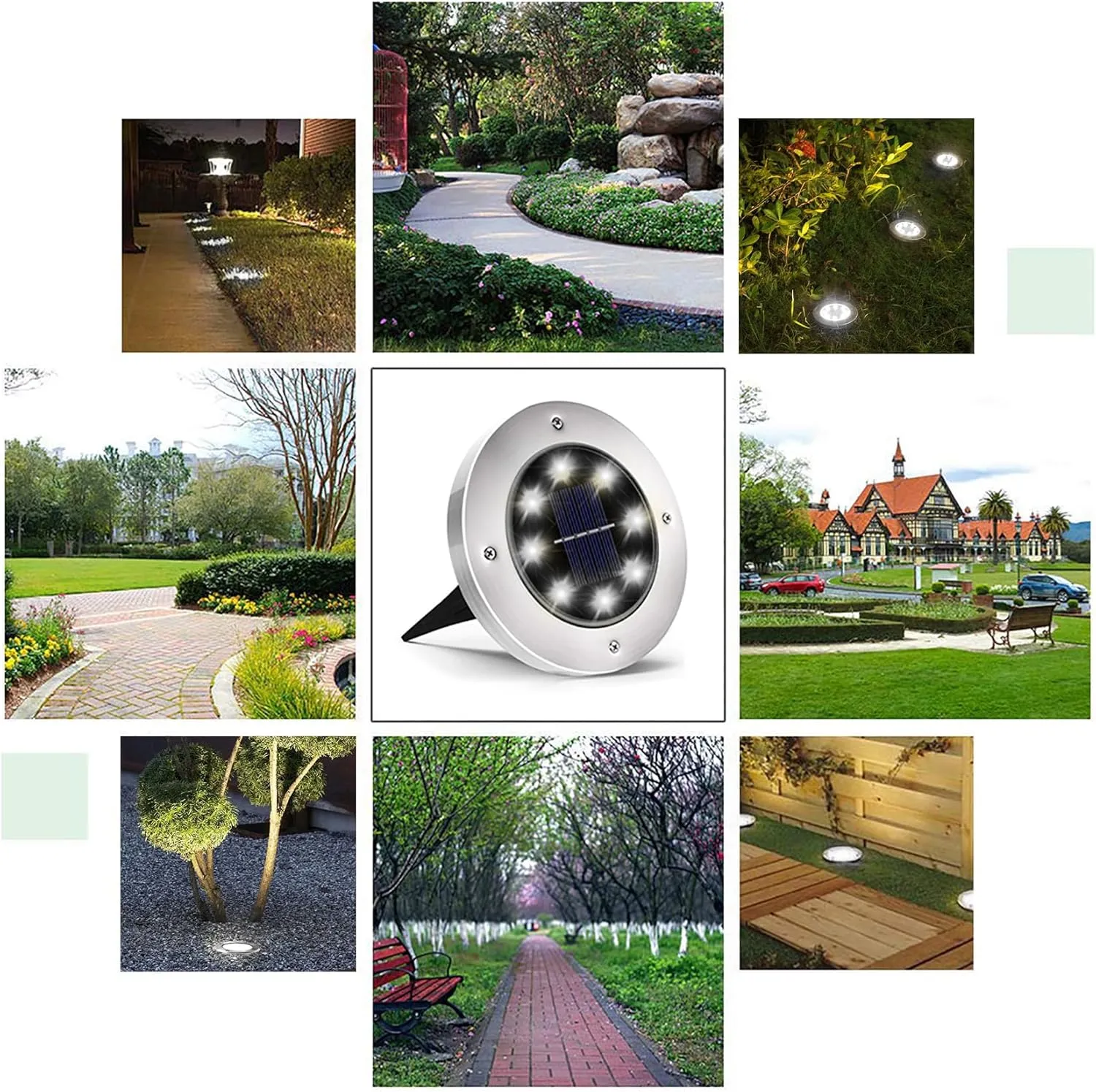 INCX Solar Lights Outdoor Waterproof,16 Pack Solar Lights for Outside, Solar Garden Lights Landscape Lighting for Patio Pathway Lawn Yard Deck Driveway Walkway, Cold White