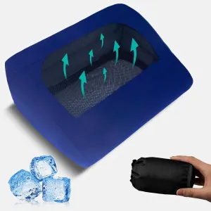 Inflatable Camping Pillow with Head Breathable Design for Night Sweats & Hot Sleepers- Airflow Inflatable Travel Pillow with Removable Cover, Ultra-Light and Adjustable Neck Roll