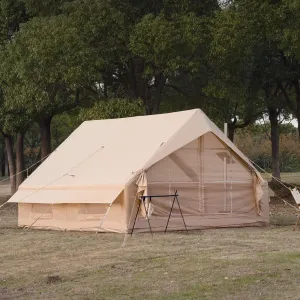 Inflatable Camping Tent with Hand Pump Waterproof Outdoor Blow up Tent 3-8 Person Oxford 4 Season Glamping Air Tent Cabin House with Mesh Windows & Door