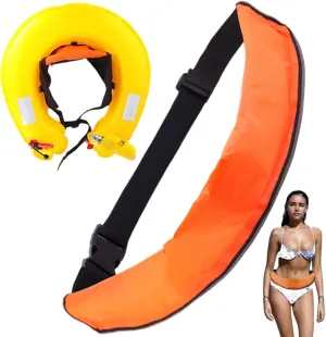 Inflatable Life Belt, Automatic Inflatable Life Jacket with Reflective Strips & Whistle Extra Tube Adjustable Belt Pack for Kayaking Boat, No Gas Cylinder.