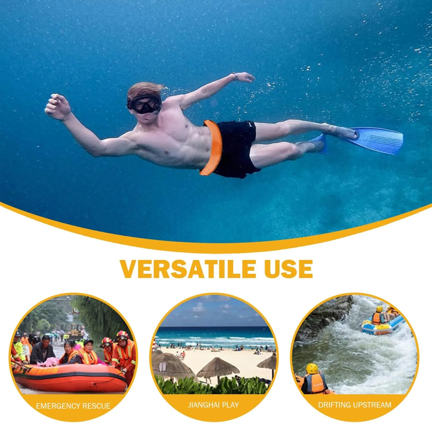 Inflatable Life Belt, Automatic Inflatable Life Jacket with Reflective Strips & Whistle Extra Tube Adjustable Belt Pack for Kayaking Boat, No Gas Cylinder.