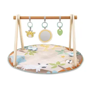 Ingenuity Wonder & Wood Baby Play Mat & Wooden Toy Arch - Play Gym for Baby, Foldable A-Frame Bar with 3 Removable Toys, Machine-Washable Mat, Unisex, for Ages 0-36 Months
