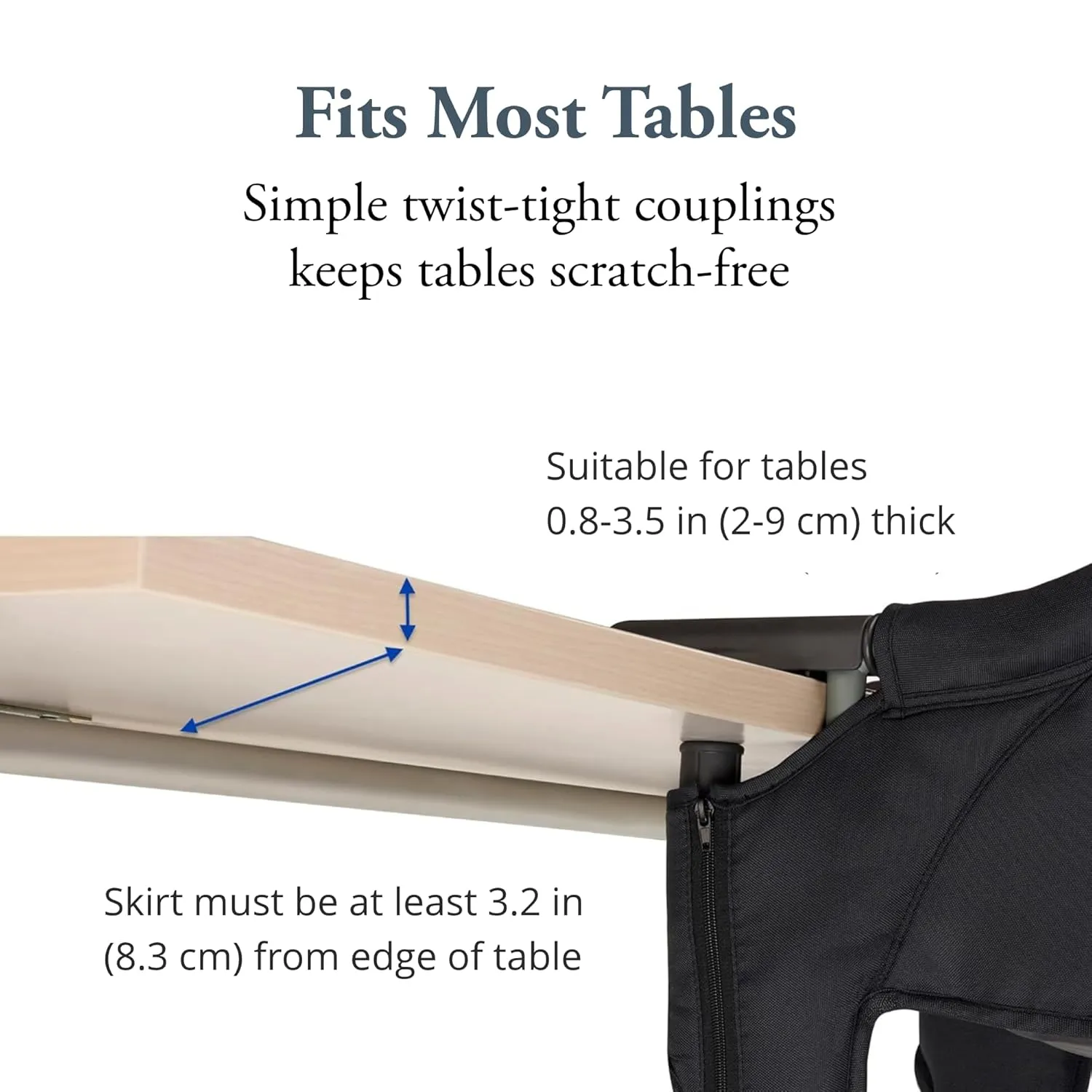 Inglesina Fast Table Chair - Black   Fast Dining Tray - Portable Baby High Chair - for Babies & Toddlers up to 37 lbs - Fits Tables 0.8'' to 3.5'' Thick - Compact & Easy to Use - Travel Bag Included