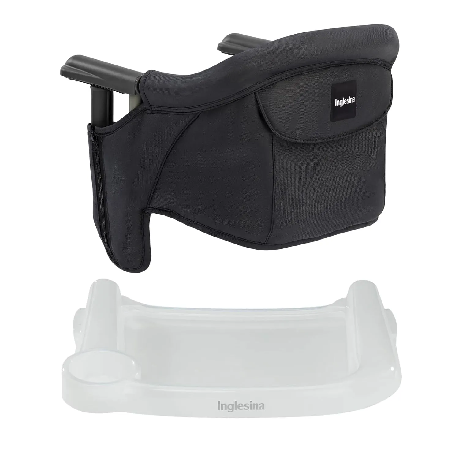 Inglesina Fast Table Chair - Black   Fast Dining Tray - Portable Baby High Chair - for Babies & Toddlers up to 37 lbs - Fits Tables 0.8'' to 3.5'' Thick - Compact & Easy to Use - Travel Bag Included