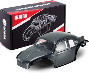INJORA BUG24 Body with Roll Cage for 1/24 Axial SCX24 C10 JLU Bronco Base Camp Upgrade(Grey)