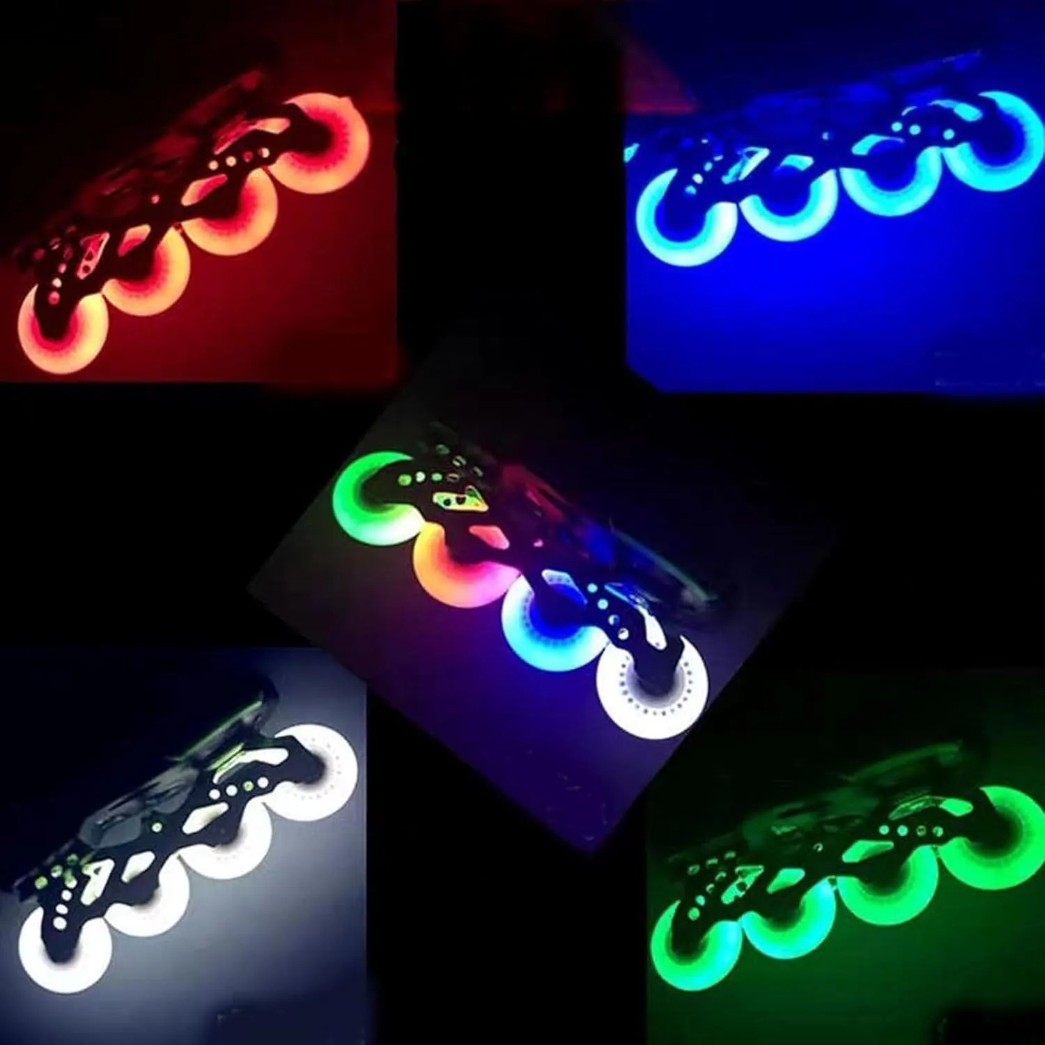 Inline Skate Replacement Wheels 8-Pack LED Light-Up Inline Skate, 90A Freestyle Brake Wheels with Bearings Core Replacement Light Up Pulley,Outdoor & Indoor Flash Illuminating Design (D, 80MM)