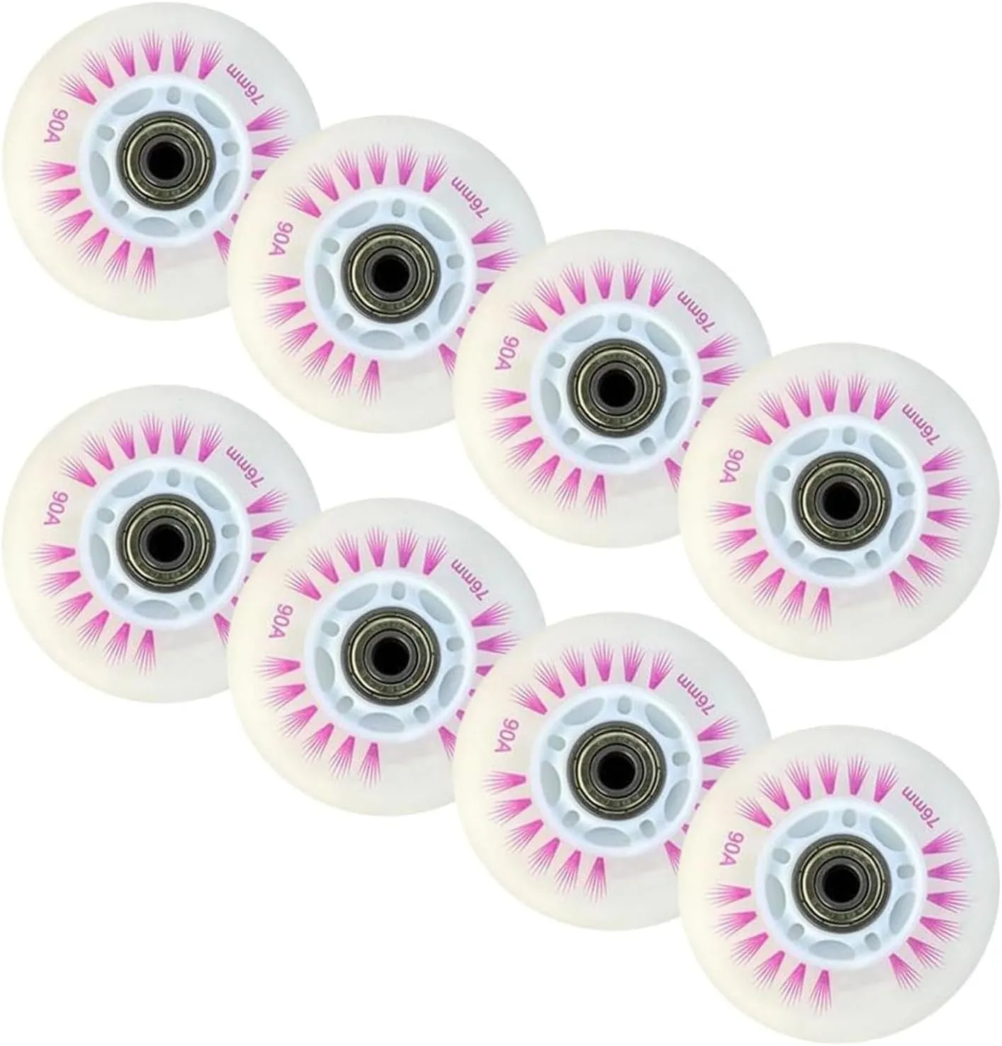 Inline Skate Replacement Wheels 8-Pack LED Light-Up Inline Skate, 90A Freestyle Brake Wheels with Bearings Core Replacement Light Up Pulley,Outdoor & Indoor Flash Illuminating Design (D, 80MM)