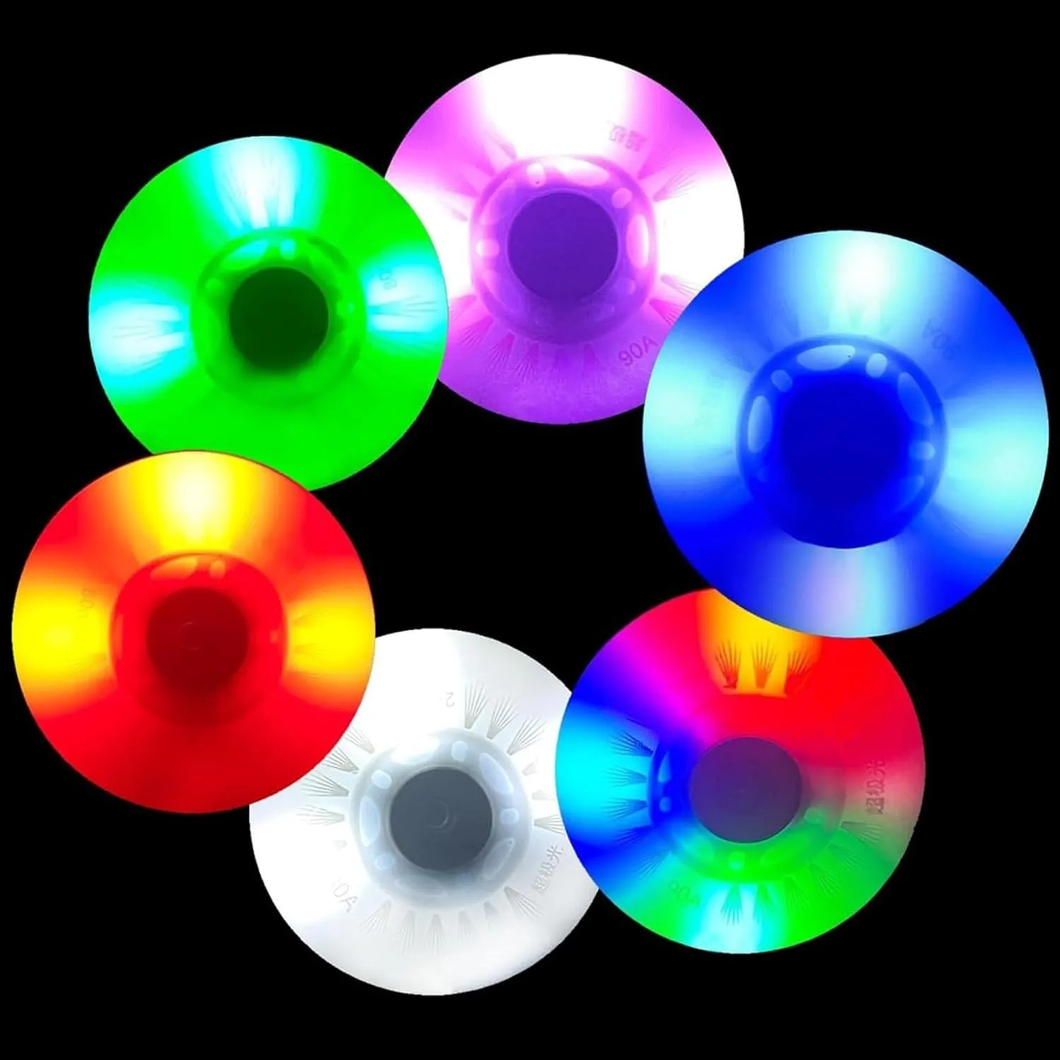 Inline Skate Replacement Wheels 8-Pack LED Light-Up Inline Skate, 90A Freestyle Brake Wheels with Bearings Core Replacement Light Up Pulley,Outdoor & Indoor Flash Illuminating Design (D, 80MM)