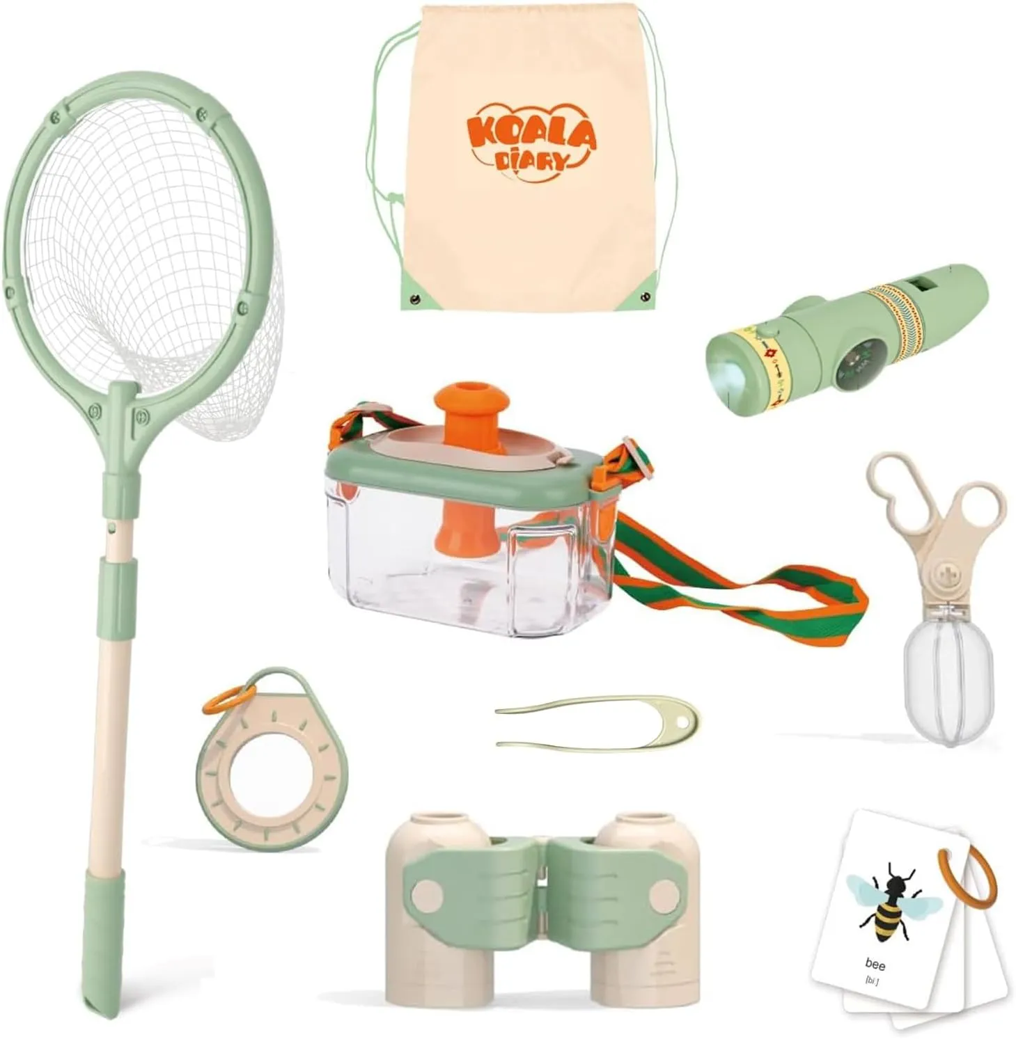 Insect Catcher Box for Kids, Collection Box, Insect Tweezers, Magnifying Glass, Flashcards, Butterfly Net, Storage Bag, Butterfly Kit, Bug Kids Explorer Kit for Boys Girls