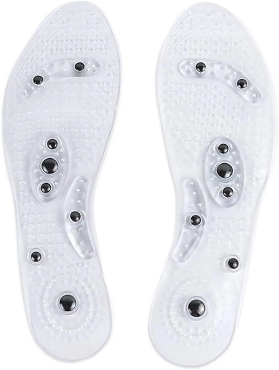 Insoles Foot Acupressure Shoe Pads Therapy Slimming Insoles for Weight Loss Transparent Foot(E,S EU34-40)