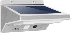 iThird Solar Motion Sensor Light Outdoor, LED Solar Powered Outdoor Lights Solar Security Lights Stainless Steel for Yard Patio Garage Waterproof Motion Detector Flood Light Super Bright(Warm White)
