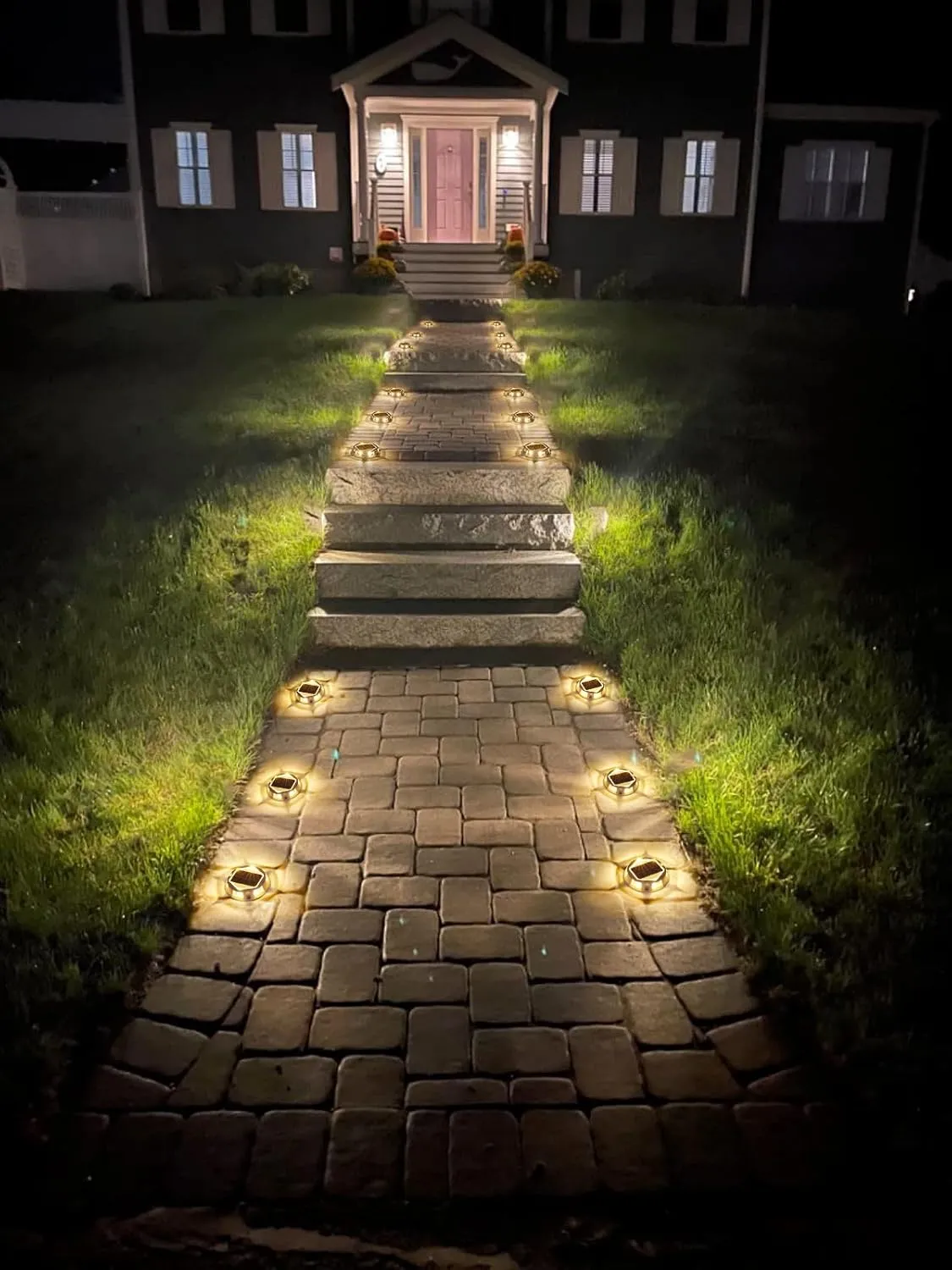 JACKYLED Solar Driveway Deck Lights, Multicolor Solar Powered IP68 Waterproof 12 Modes Driveway Marker Dock Lights for Pathway, Boat, Garden Withstand 2 Ton Pressure Dusk-Dawn 24H Runtime, 8-Pack