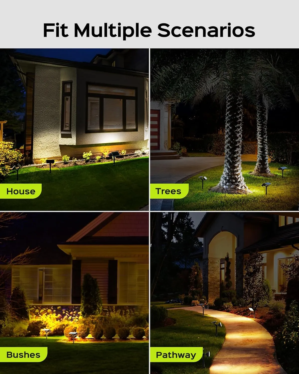 JACKYLED Solar Lights Outdoor Waterproof, 84 LED 5 Lighting Modes Solar Spotlights, 360 Adjustable Head & Panel, Solar Powered Garden Yard Spot Lights for Outside Landscape Lighting, 8 Pack