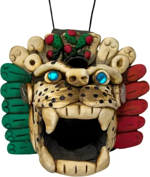 Jaguar Aztec Whistle - Silbato Azteca Jaguar con Penacho - Produces Loud Screams up to 125 dB (TRICOLOR EDITION)