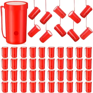 Jenaai 50 Pcs Mini Air Horn 3 Inch Noisemakers for Sporting Events Fun Stadium Loud Noise Maker Blow Horn Noise Whistle with Lanyard for Birthday Party Celebrations Goodie Bag(Red)