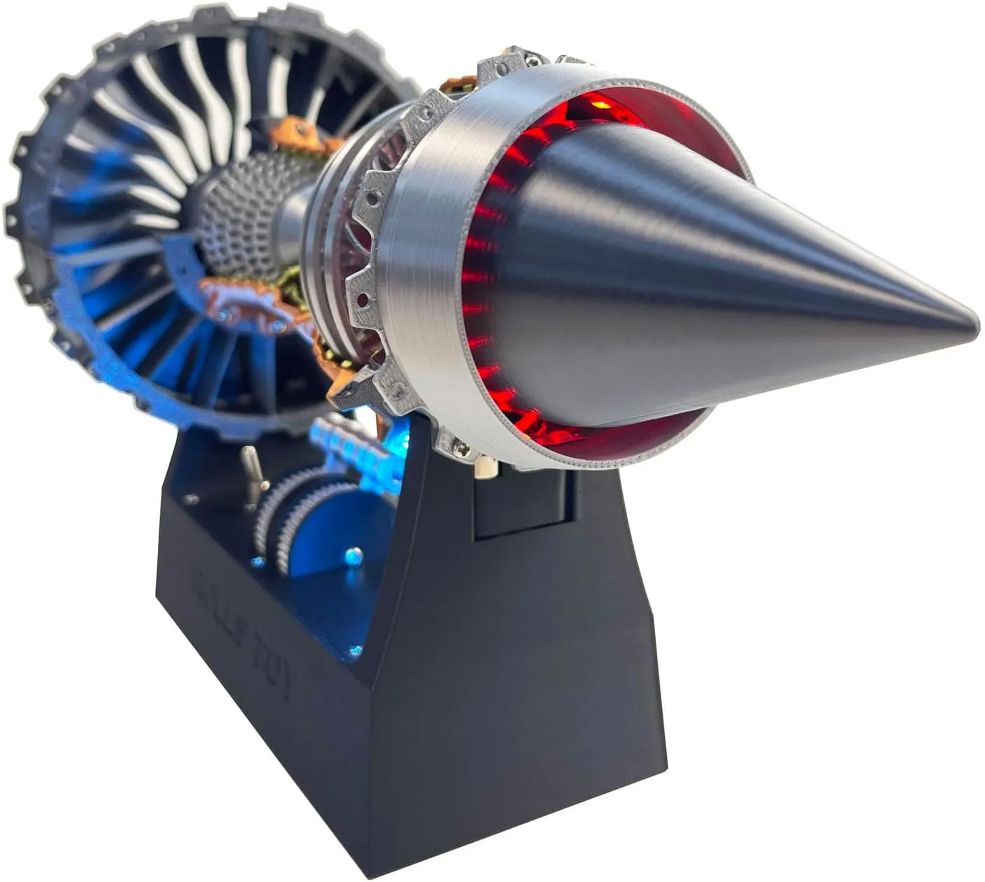 Jet Aircraft Turbofan Turbojet Engine Model Kit, 3D DIY Printed Electric Structures, Aero Mechanical Science, Gift, Education Display, Desktop Toy (Magnetic Base with Light TR-900 Engine, 11 in)