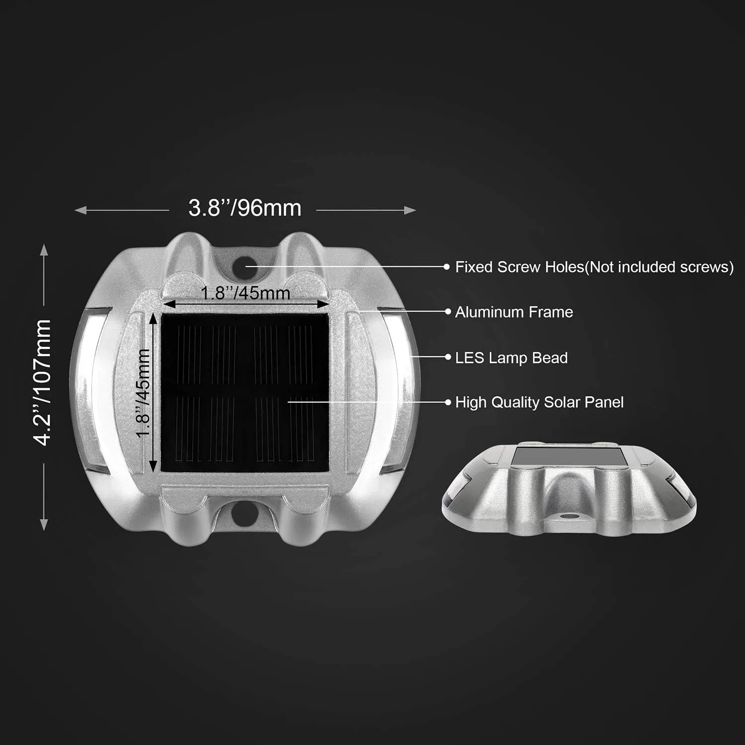 JIGUOOR Solar Deck Lights LED Driveway Lights Solar Powered Dock Light Outdoor IP68 Waterproof Road Markers for Step Sidewalk Stair Boat Garden Ground Pathway Yard (White, 14 Pack)