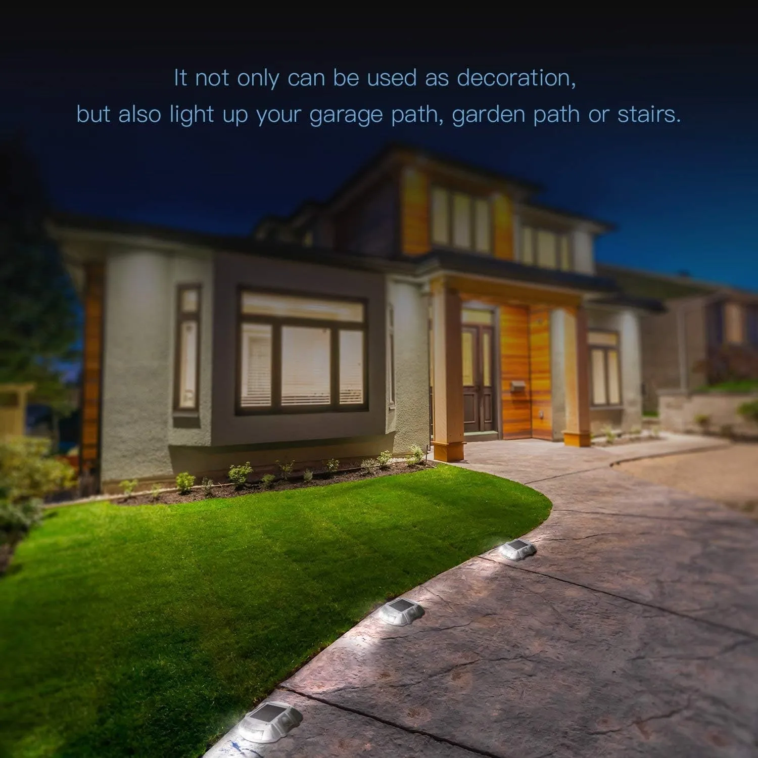 JIGUOOR Solar Deck Lights LED Driveway Lights Solar Powered Dock Light Outdoor IP68 Waterproof Road Markers for Step Sidewalk Stair Boat Garden Ground Pathway Yard (White, 14 Pack)