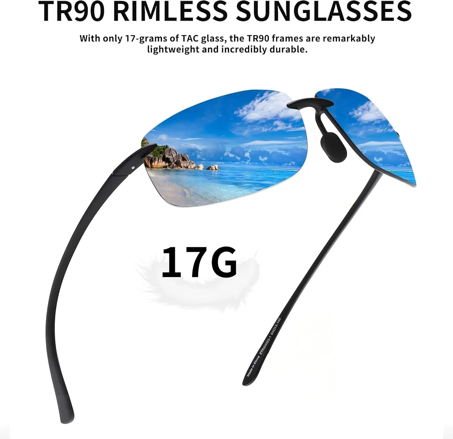 JIM HALO Sport Sunglasses for Men Women TR90 Rimless Frame for Running Fishing Cycling Driving