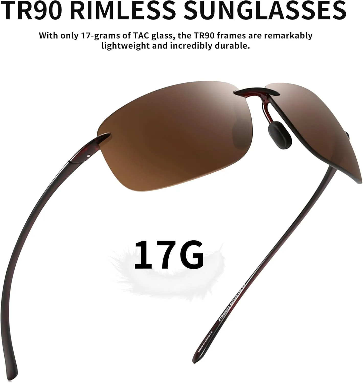JIM HALO Sport Sunglasses for Men Women TR90 Rimless Frame for Running Fishing Cycling Driving
