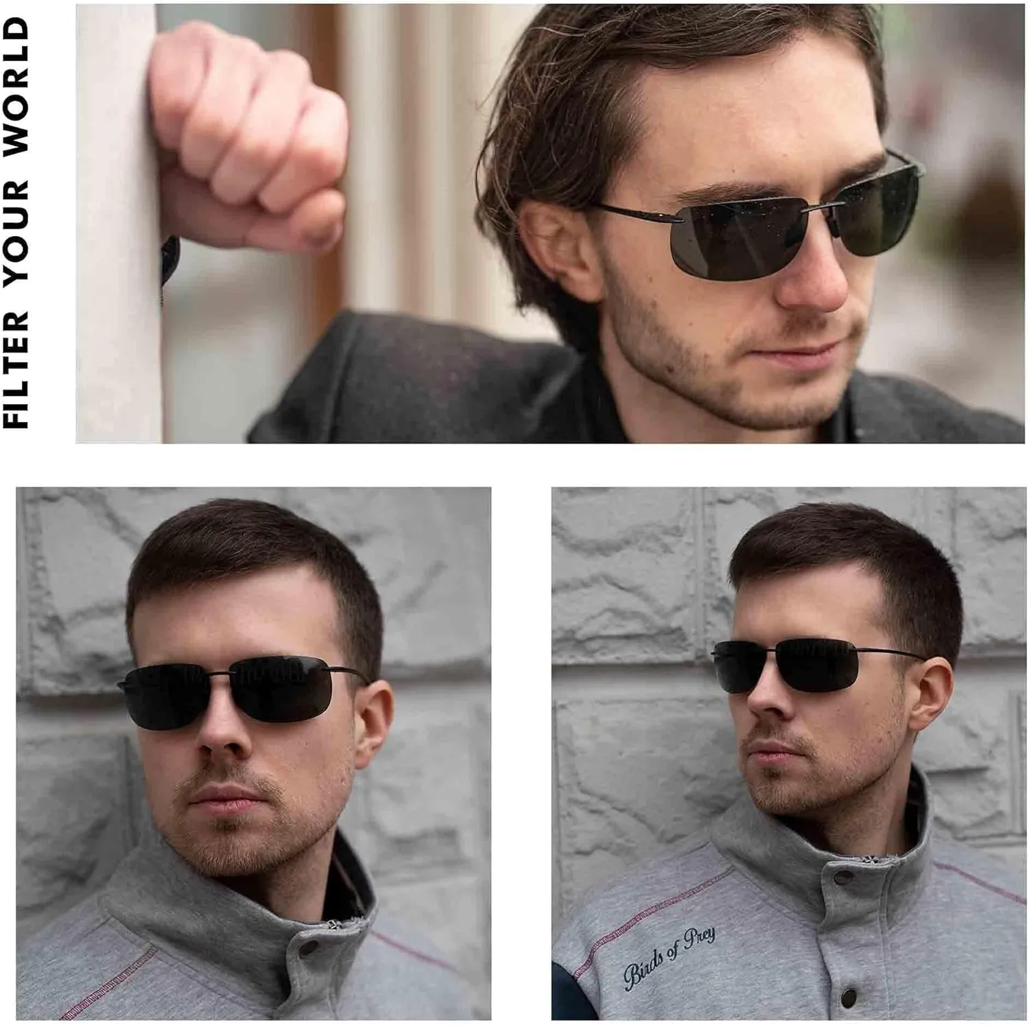 JIM HALO Sport Sunglasses for Men Women TR90 Rimless Frame for Running Fishing Cycling Driving