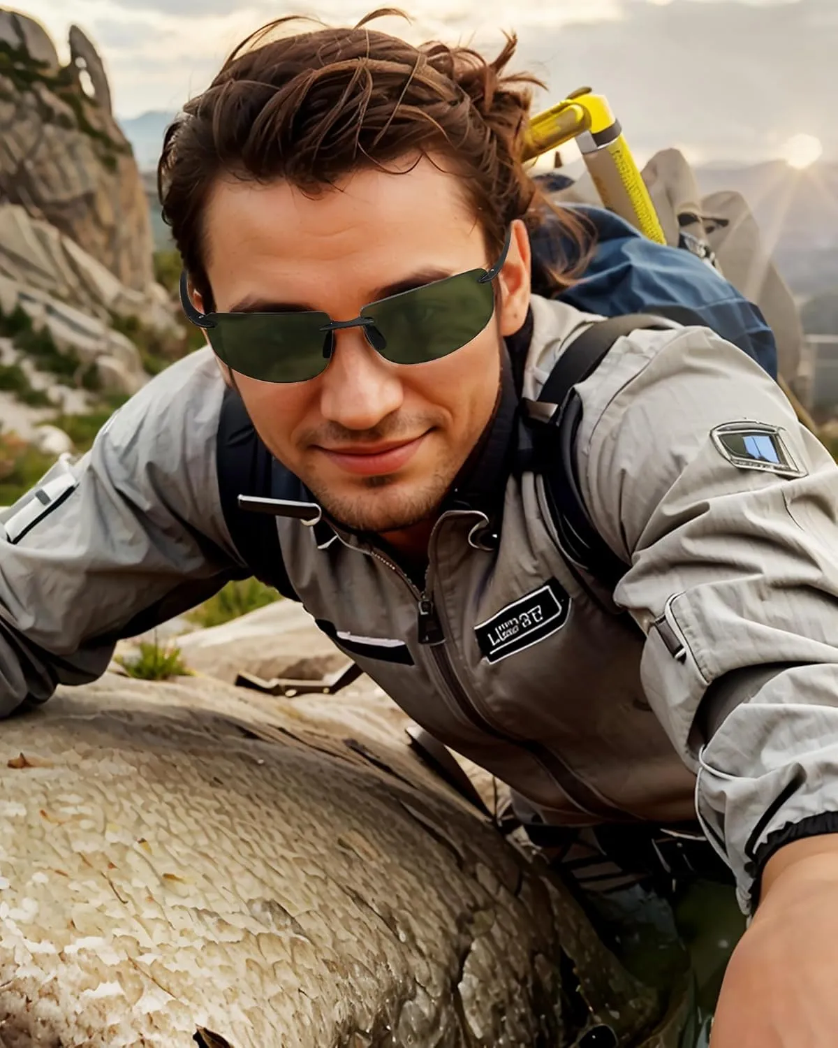 JIM HALO Sport Sunglasses for Men Women TR90 Rimless Frame for Running Fishing Cycling Driving