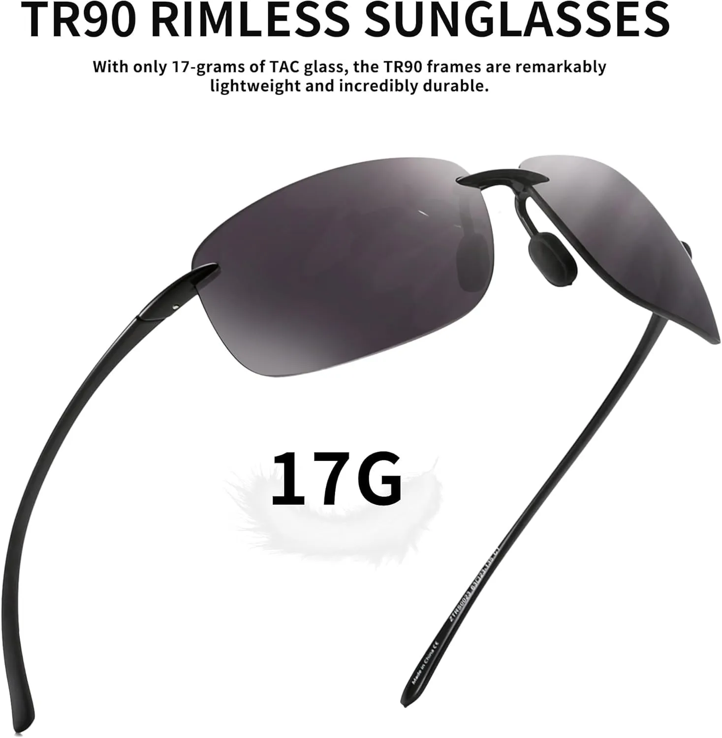 JIM HALO Sport Sunglasses for Men Women TR90 Rimless Frame for Running Fishing Cycling Driving