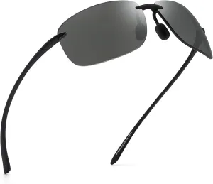 JIM HALO Sport Sunglasses for Men Women TR90 Rimless Frame for Running Fishing Cycling Driving