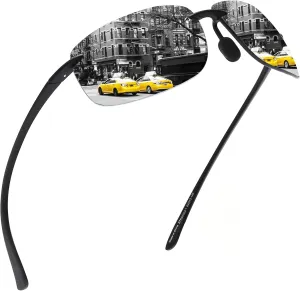 JIM HALO Sport Sunglasses for Men Women TR90 Rimless Frame for Running Fishing Cycling Driving
