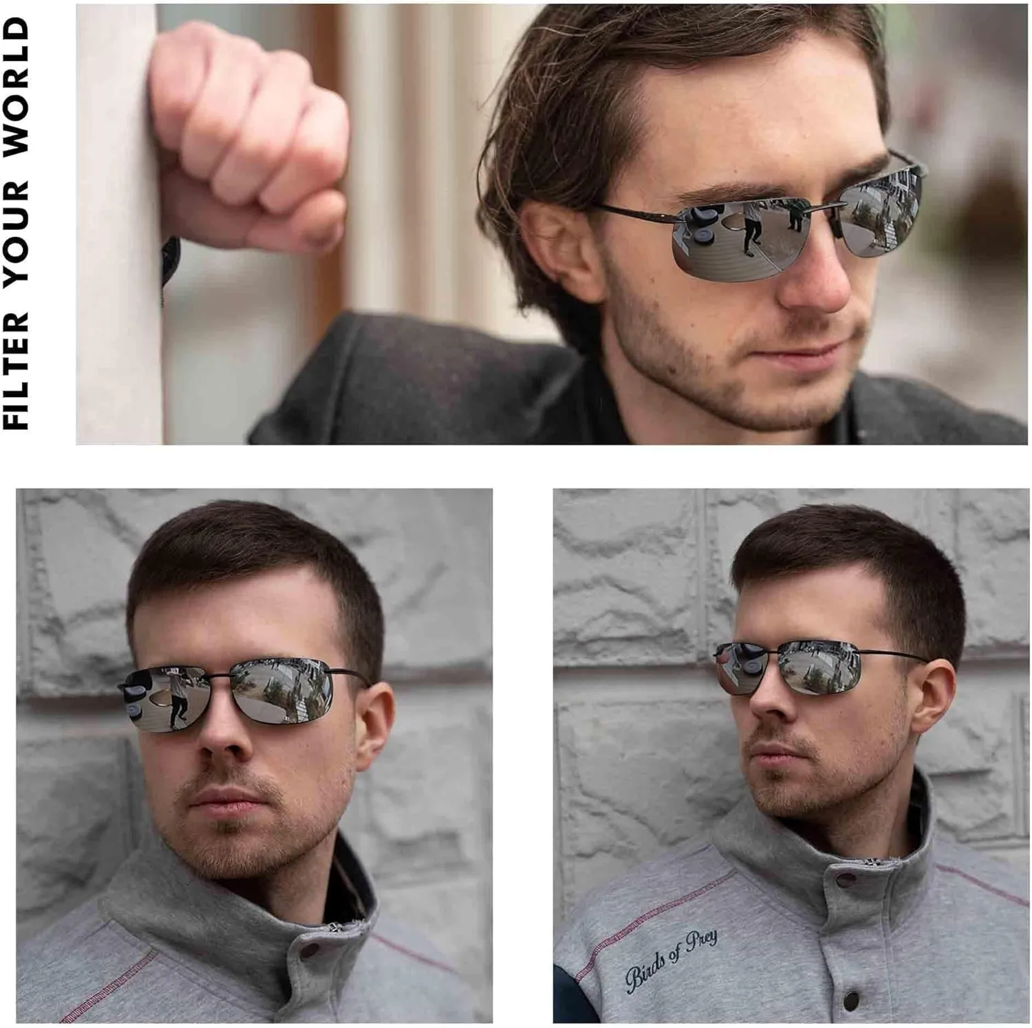 JIM HALO Sport Sunglasses for Men Women TR90 Rimless Frame for Running Fishing Cycling Driving