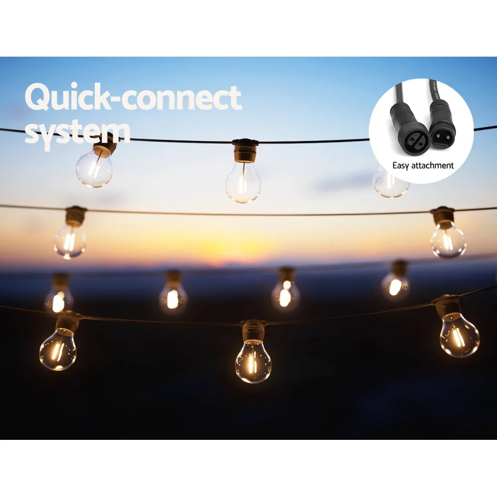 Jingle Jollys 50m Festoon Lights Solar LED String Light Outdoor Christmas Party