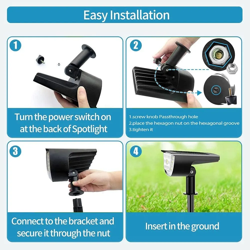 Jior Solar Lights for Outside,Solar Lights Outdoor Waterproof IP65, 2-in-1 Adjustable Solar Landscape SpotLights Wall Lights for Garden Yard Driveway Walkway Pool Patio 6 Pack (Warm White)