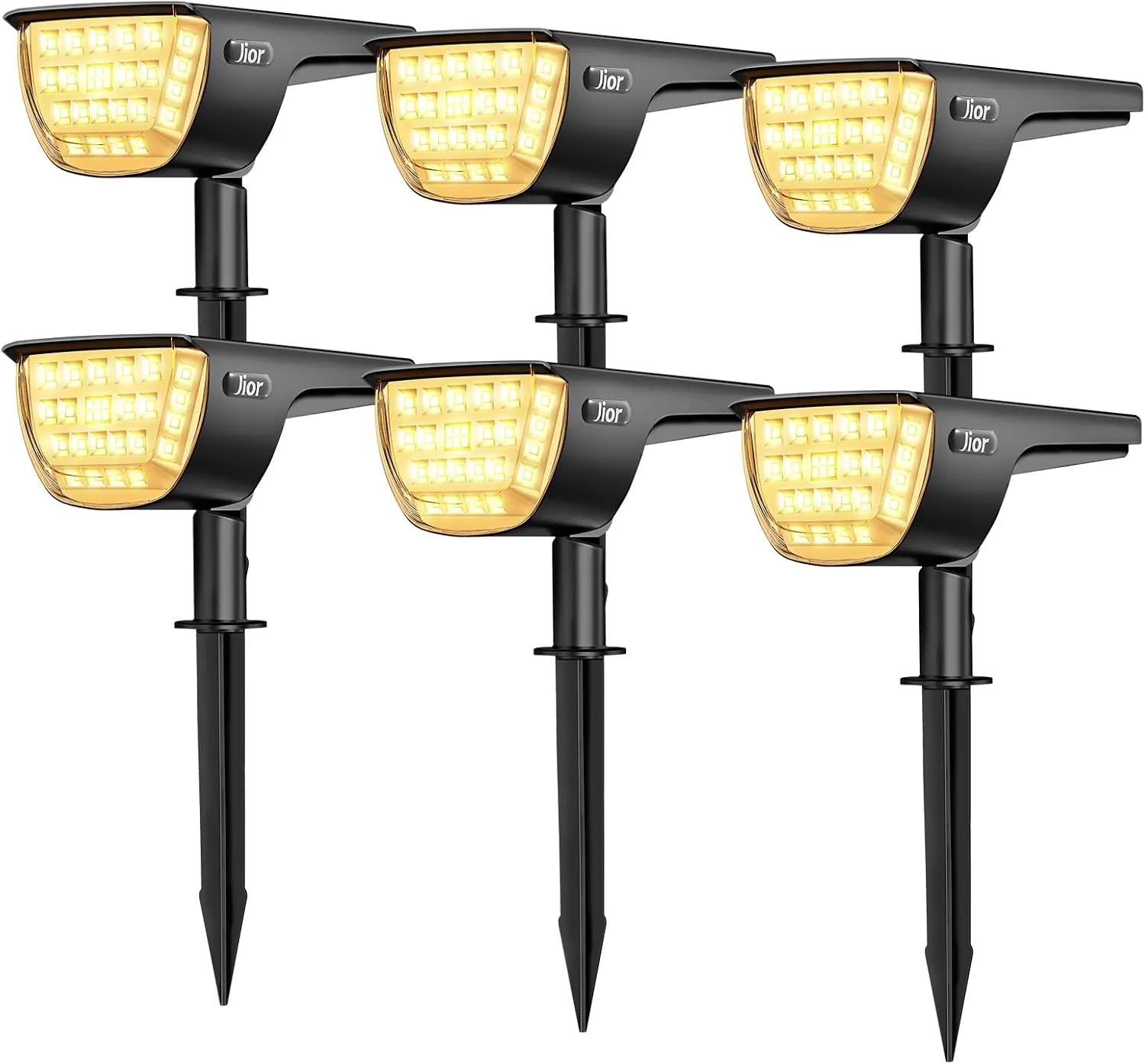 Jior Solar Lights for Outside,Solar Lights Outdoor Waterproof IP65, 2-in-1 Adjustable Solar Landscape SpotLights Wall Lights for Garden Yard Driveway Walkway Pool Patio 6 Pack (Warm White)